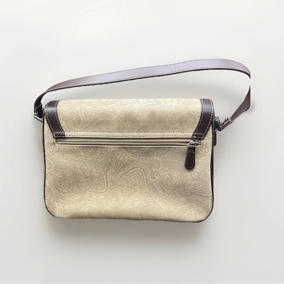 Liz Claiborne Shoulder Bag Beige Brown Paisley Print Handbag Leather Trim NWOT - Picture 7 of 12